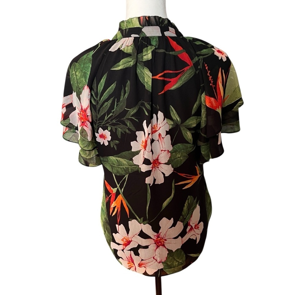 Ralph Lauren tropical Floral Black Blouse SZ S - Picture 3 of 6